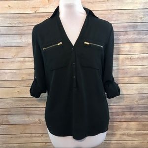 Express Portofino Pullover Blouse, Small, Black